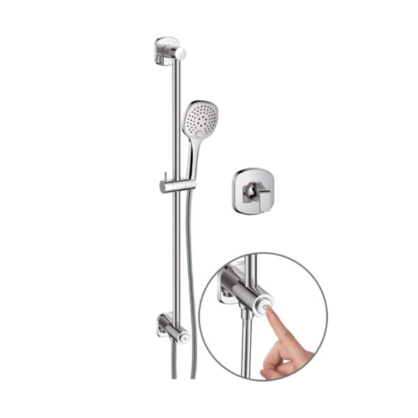 Fusion thermostatic mixer with GoClick® on/off control slide rail kit